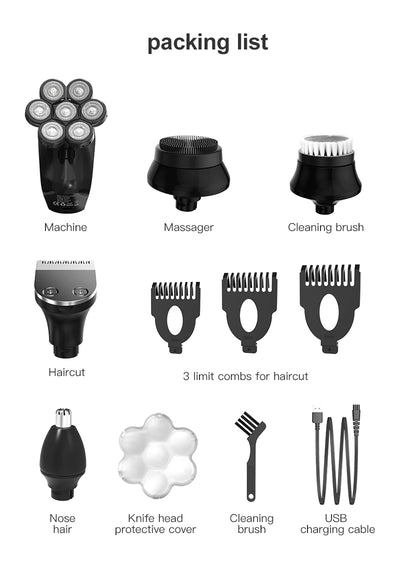 Kensen 5-i-1™ 7D Shaver Kit – IPX6, LED & Udskiftelige Hoveder