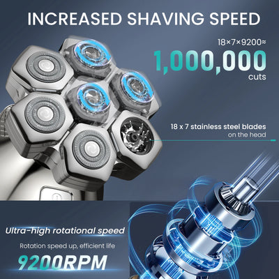 Kensen S18™ – 5-i-1 Head Shaver m. 7D Blade & LED Display