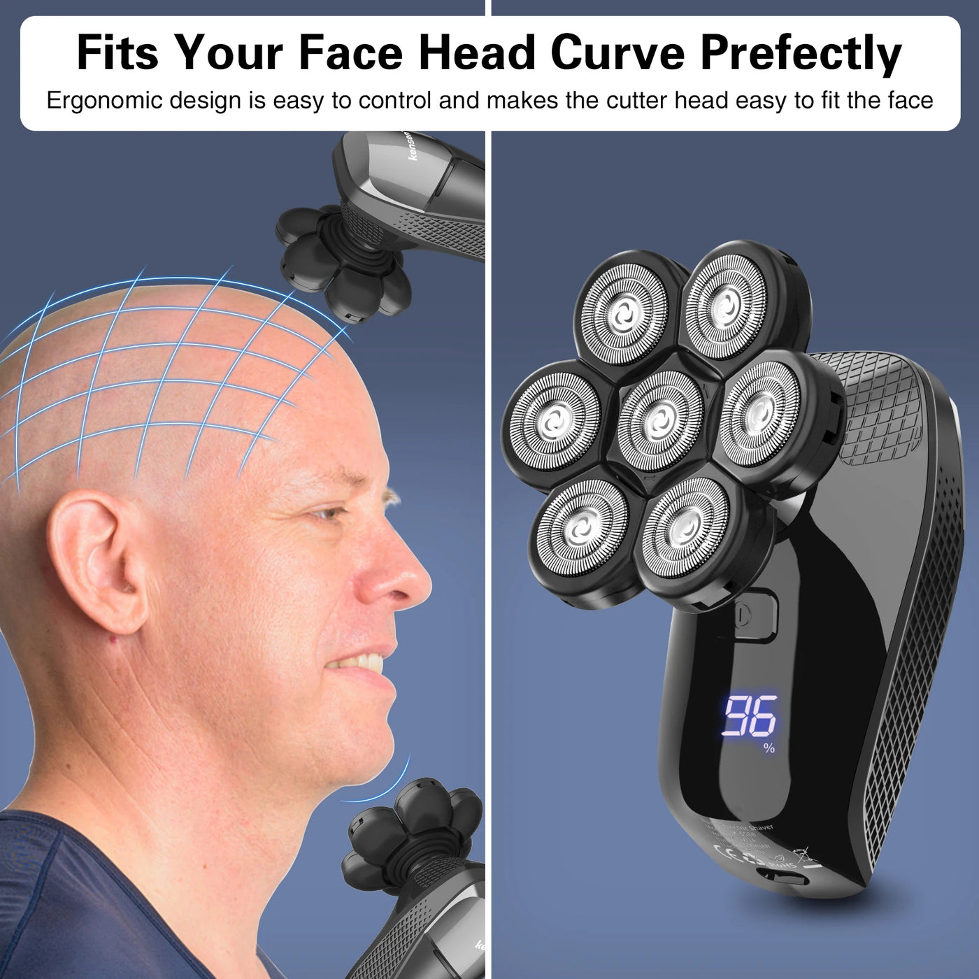 Kensen 5-i-1™ 7D Shaver Kit – IPX6, LED & Udskiftelige Hoveder