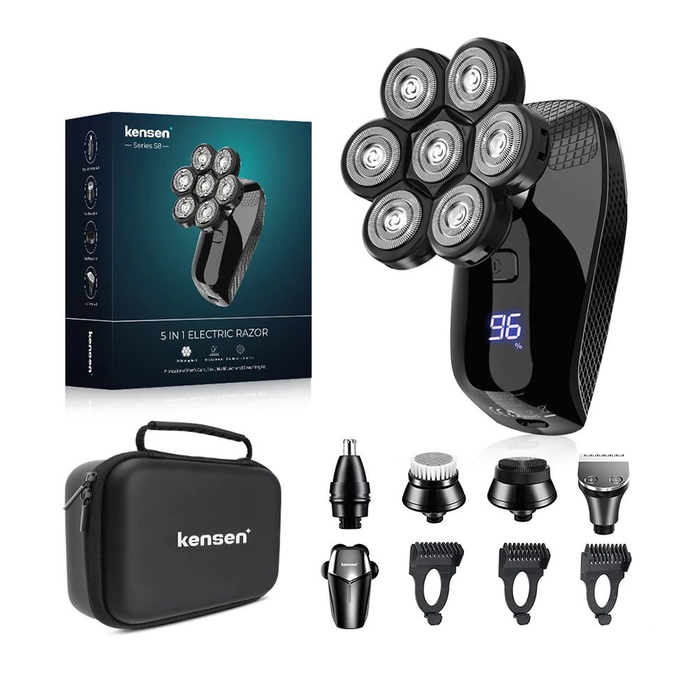 Kensen 5-i-1™ 7D Shaver Kit – IPX6, LED & Udskiftelige Hoveder