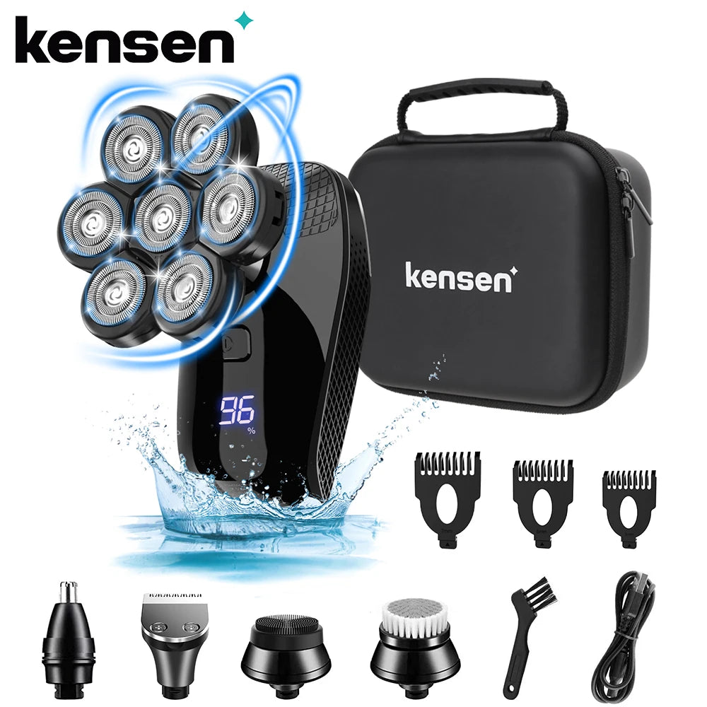 Kensen 5-i-1™ 7D Shaver Kit – IPX6, LED & Udskiftelige Hoveder
